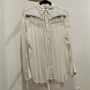 Free People Shirt with Crochet Detail
